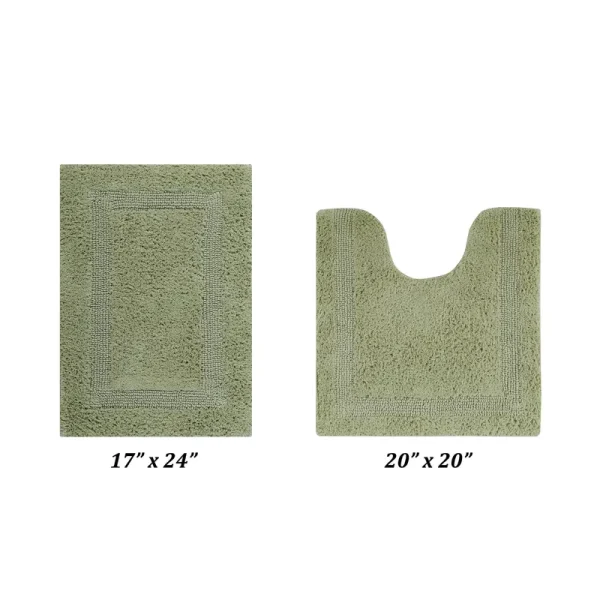 Better Trends Lux Collection Sage 17 in. x 24 in. and 20 in. x 20 in. 100% Cotton 2-Piece Bath Rug Set, Green