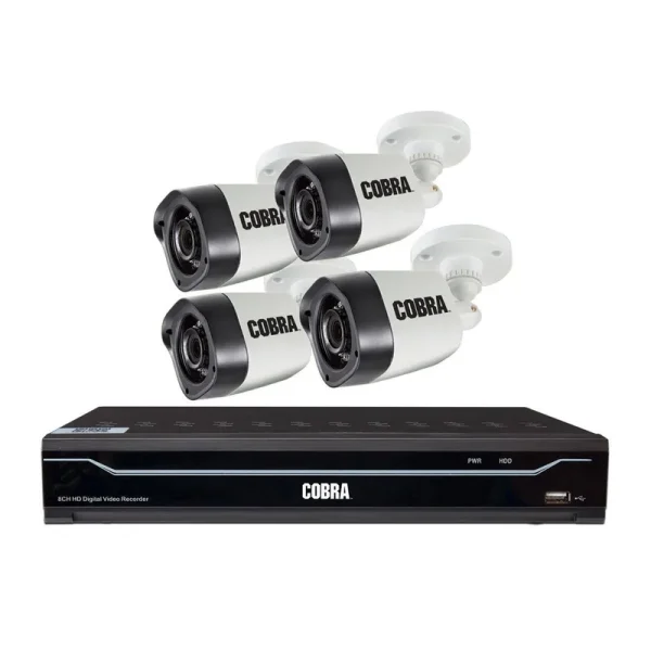 Cobra 8 Channel Surveillance DVR with 4 HD Cameras and Mobile Monitoring Capabilities