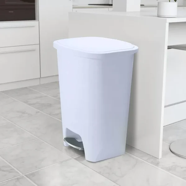 Glad 20 gal. White Step-On Plastic Trash Can with Clorox Odor Protection of The Lid