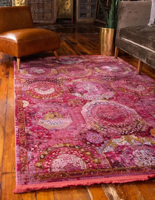Unique Loom Baracoa 9x12 Pink Geometric Large Area Rug