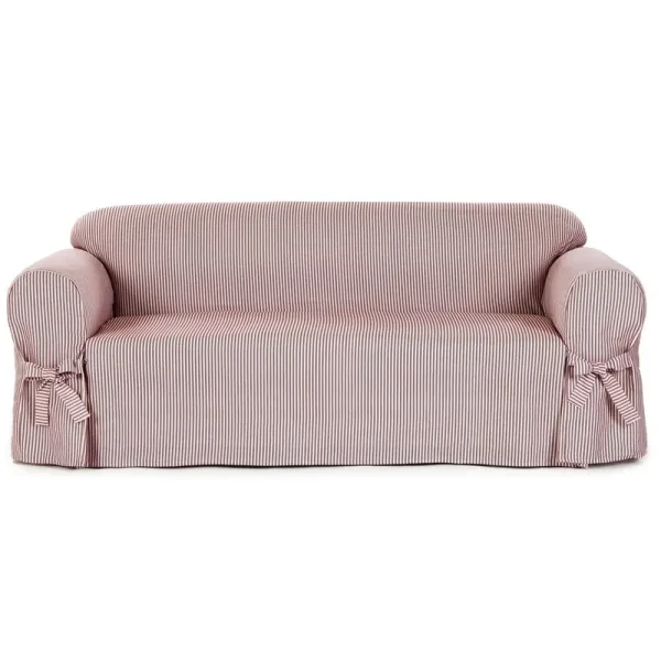 Classic Slipcovers Brushed Twill Loveseat Slipcover - Red/White