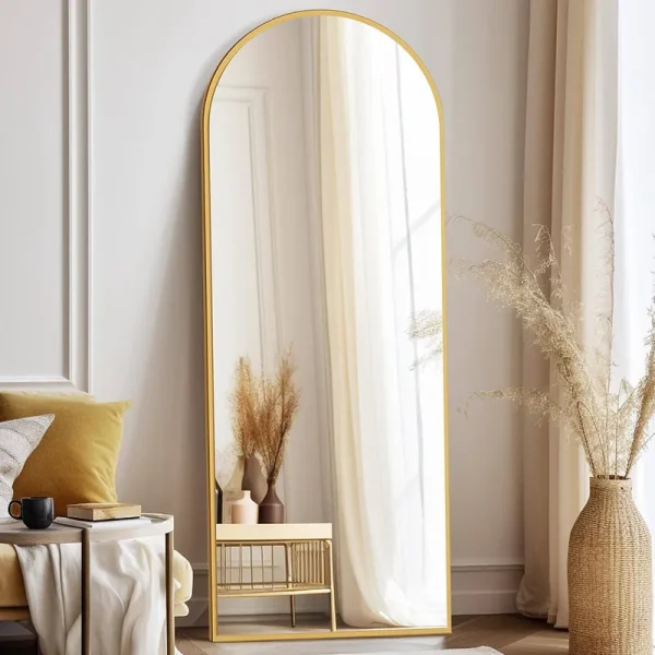 ZMYCZ Full Length Mirror, 65"x22" Floor Mirror with Stand Hanging or, Gold