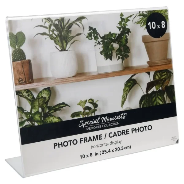 Special Moments Freestanding Borderless L-Shaped Horizontal Plastic Picture Frames, 8x10 in.