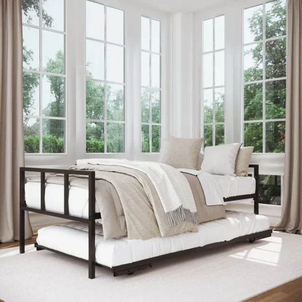 Milliard Twin Daybed and Fold - up Trundle Set, Frame - Mattresses Sold Separately (Black)