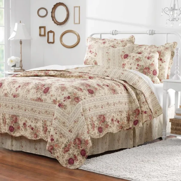 Greenland Home Antique Rose Quilt Set 5-Piece Full/Queen Multi