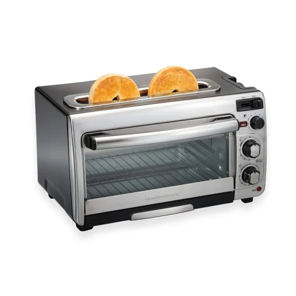 Hamilton Beach 2 in 1 1450 W 4-Slice Silver Toaster Oven with 2-Slice Toaster Slots