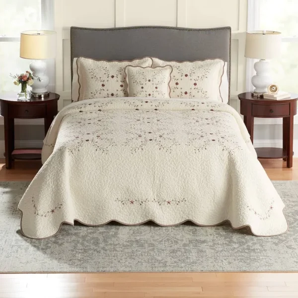 Croft & Barrow Embroidered Bedspread or Sham, White, Full