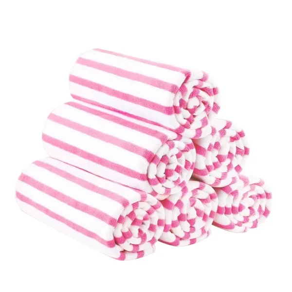 Jml 6-Pack Cabana Striped Beach Towel Bath Towel Pink, Size: 27
