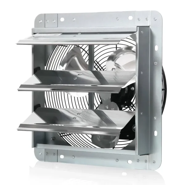 JPower 12 inch Exhaust Fan Wall Mounted,Automatic Aluminum shutter,vent Fan High Speed 1800cfm for Garages and shops,greenhou