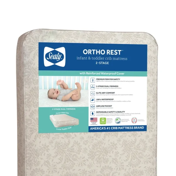Ortho Rest Premium 2-Stage150 Coil Crib and Toddler Mattress. Gray