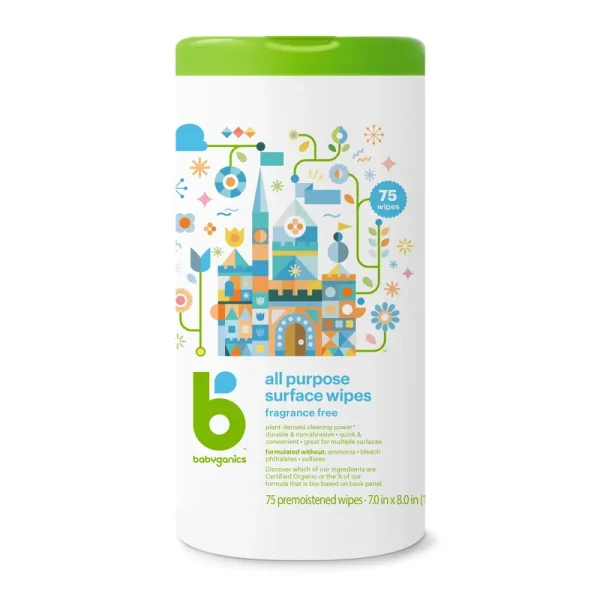 BabyGanics All Purpose Surface Wipes, Fragrance Free, 75 wipes