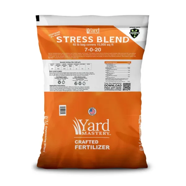 Yard Mastery 7-0-20 Summer Lawn and Turf Stress Granular Fertilizer Blend (with Bio-Nite 45lb Bag - Covers 15,000 Square Feet - 7% Nitrogen - 3% Iron