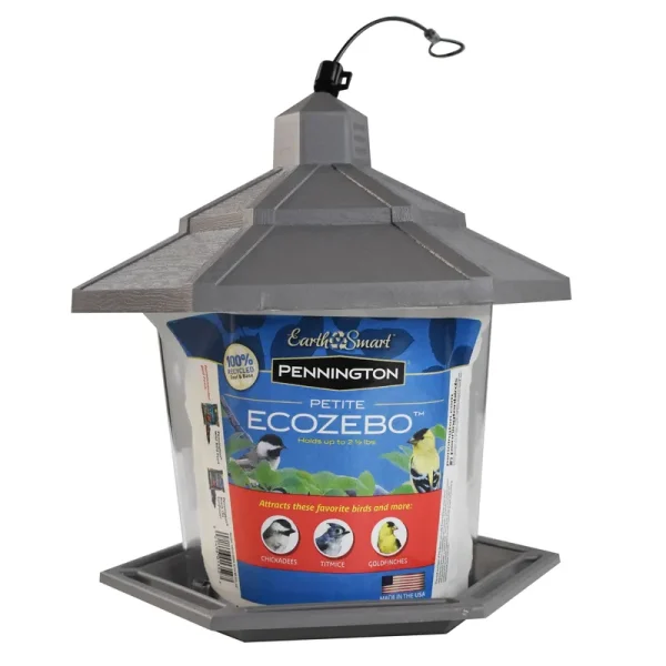Pennington Gray Plastic Gazebo Hopper Wild Bird Feeder - 2.5 lb