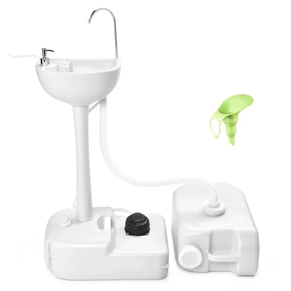 17L Portable Camping Sink Hand Wash Stand with 24L Tank Hands-free Operation Hand Washing Station for Outdoor