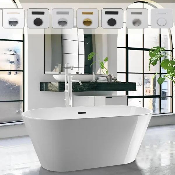 Vanity Art VA6610-L-MB Athena 67" x 31" Freestanding Soaking Acrylic Bathtub Color: White/Matte Black