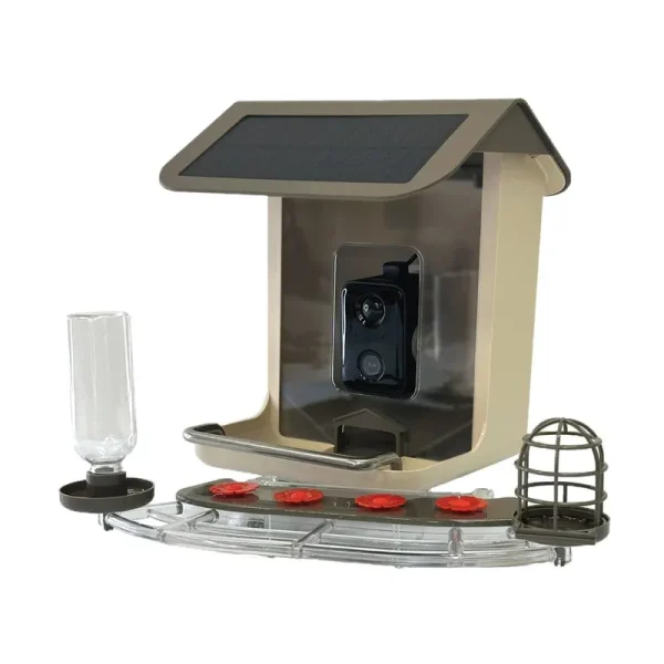 Feit 8091914 2.5 Liter 1 Ports Smart Camera Wild Bird Plastic Bird Feeder Brown