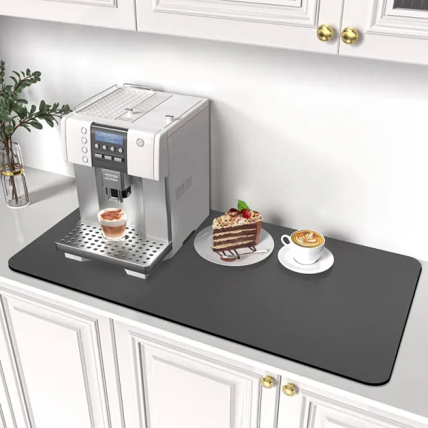 Coffee Bar Mat: 17" x 31" Coffee Maker Mat for Countertop, Hide Coffee Stains Absorbent Coffee Mat, Non-Slip Rubber Backed, Coffee Bar Accessories