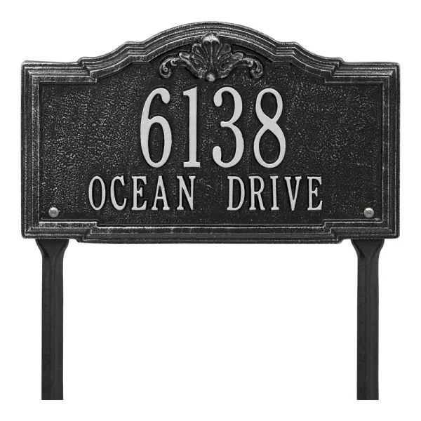 Personalized Gatewood Black & Silver Plaque Standard Lawn 2 Line