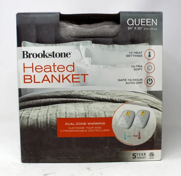 Brookstone Ultra Soft Queen Electric Heated Blanket 10-Heat Settings