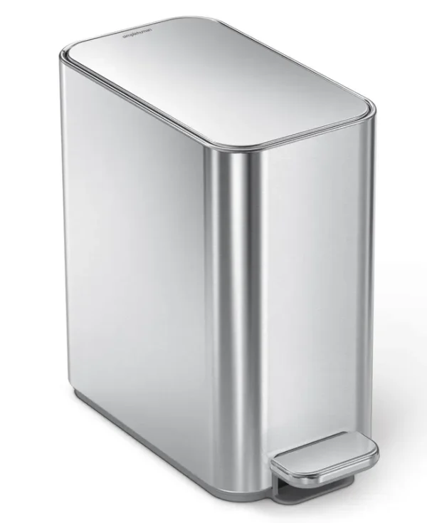 simplehuman 5L Slim Stainless Steel Step Trash Can Brushed Silver