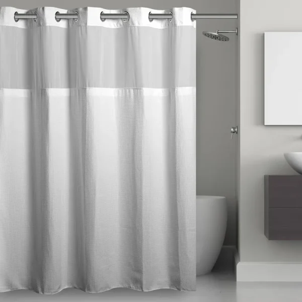Hookless Waffle 54" x 80" Stall Fabric Shower Curtain in White