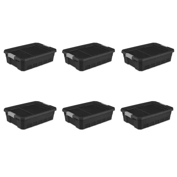 Sterilite 10 Gal Stacker Tote Black, Case of 6