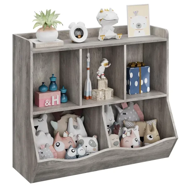 Kids Bookshelf and Bookcase Toy Storage Multi Shelf with Cubby Organizer Cabinet for Boys Girls, for Children Playroom Hallway Kindergarten School (White)