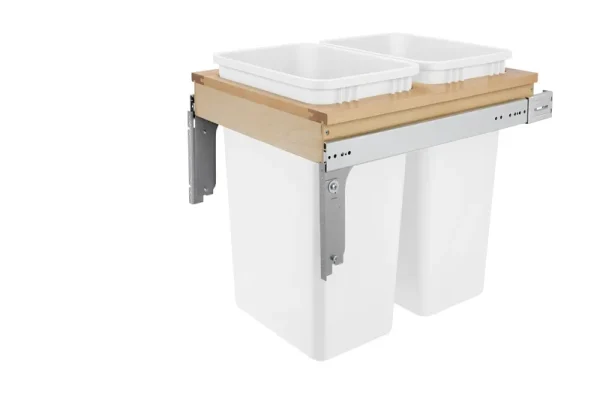 Rev-A-Shelf Double 50 Quart Top Mount Waste Container White 4WCTM-2150DM-2