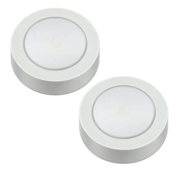 Great Value Wireless Frosted LED Puck Lights - 2 Pack, White