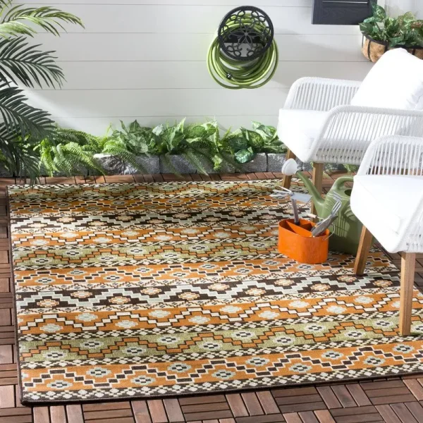 Bungalow Rose Zahr Orange/Brown Indoor/Outdoor Area Rug