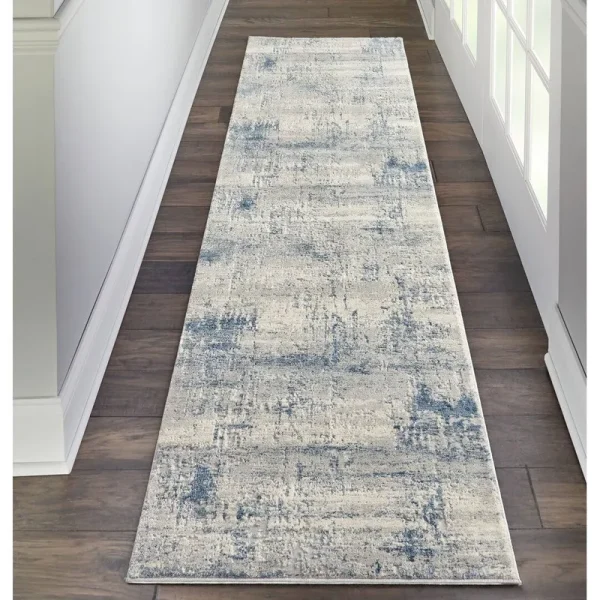 Lola Abstract Gray/Blue/Ivory Indoor Area Rug Mercury Row Rug Size: Runner 2'2" x 7'6"