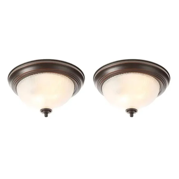 11 in. 2-Light Oil-Rubbed Bronze Flush Mount (2-Pack)