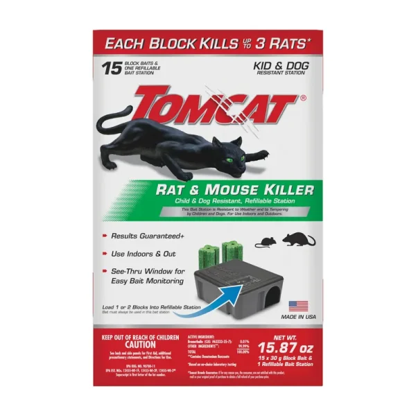 Tomcat Rat & Mouse Killer, Child & Dog Resistant, Refillable Station - 15.87 oz