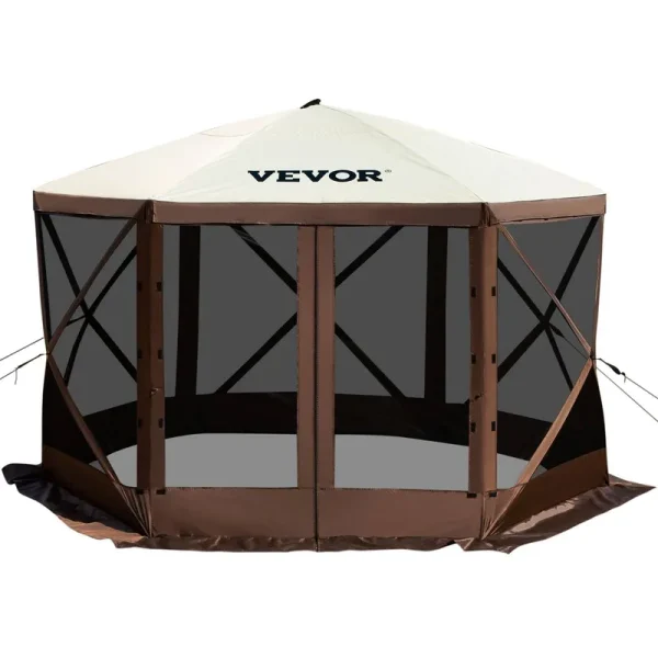 VEVOR Camping Gazebo Tent, 10'x10', 6 Sided Pop-Up Canopy Screen Tent for 8