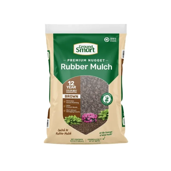 GroundSmart Rubber Mulch, Mocha Brown, 0.8 Cu ft