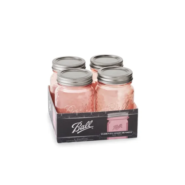 Ball 16 oz. Pint Regular Mouth Vintage Pink Jar (4-Count)