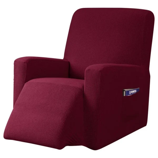 Subrtex Recliner Slipcover with Pockets Stretch Furniture Chair Cover, Wine, Size: 32, Red