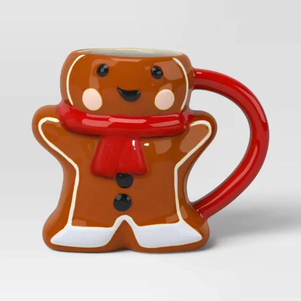 14.3oz Christmas Earthenware Figural Gingerbread Man Mug - Wondershop