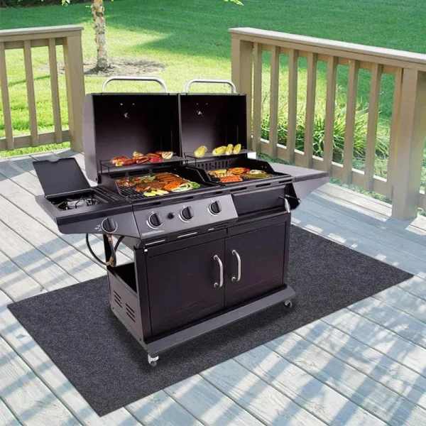 Sszhen Gas Grill Mat,BBQ Grilling Gear for Gas/Absorbent Grill Pad Lightweight Washable Floor Mat to Protect Decks and Patios from Grea