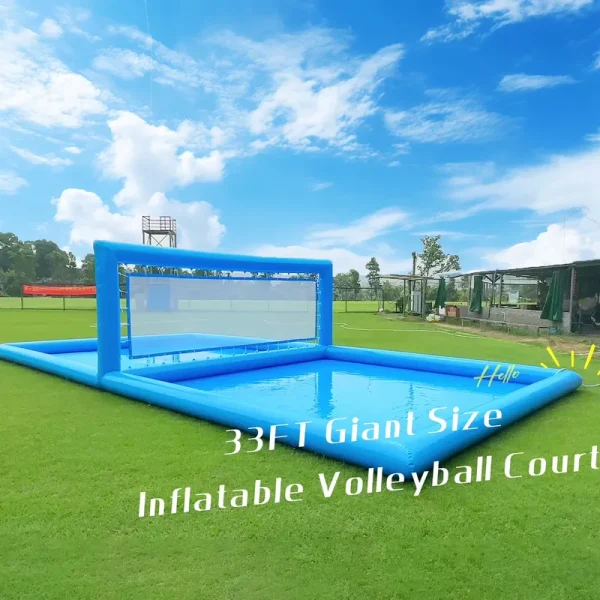 Relunch 33FT Inflatable Volleyball Court, 2 in 1 Volleyball Pool Football Court Water Soccer Field with 800W Blower for Beach Backyard Outdoor Summer Party, 33ft(L) x 16.5ft(W) x 7ft(H)
