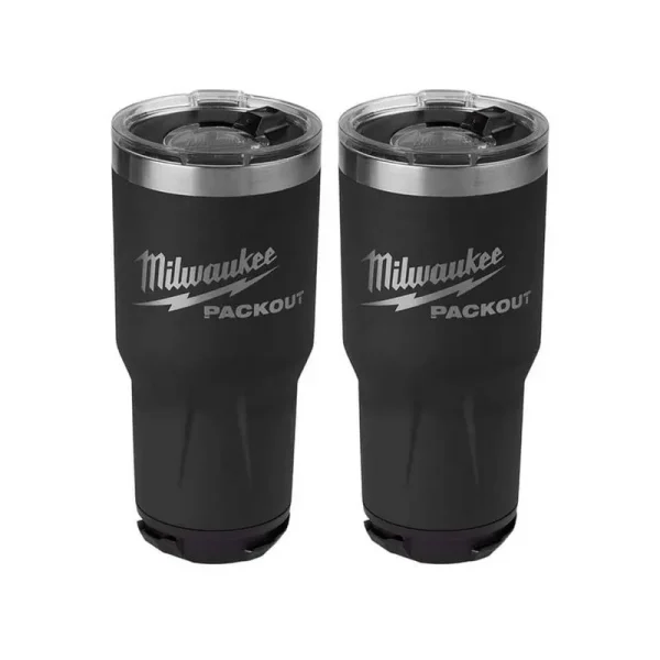 Milwaukee PACKOUT Black 30 oz. Tumbler 2pk, Black 30oz