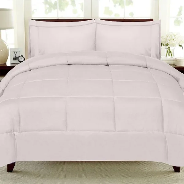 Sweet Home Collection 7 Piece Bed-in-a-Bag Down Alternative Comforter Sheet Set - Pale Pink - Twin XL