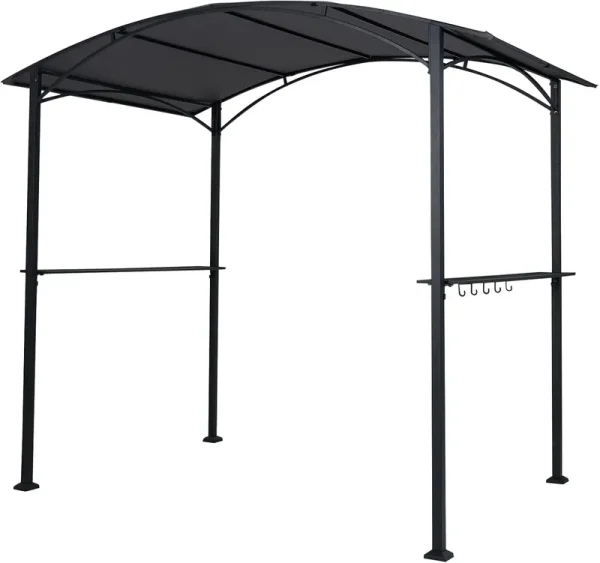 Tangkula 8 x 5 FT Grill Gazebo with 2 Metal Shelves 5 Hooks & 8 Ground Stakes