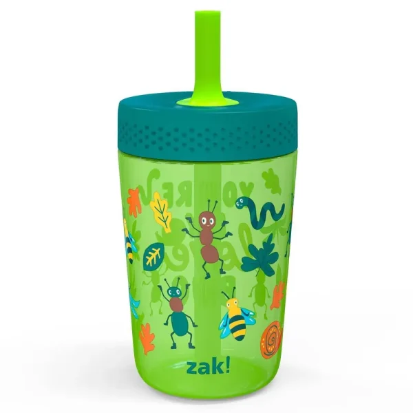 Zak Designs 15oz Recycled Plastic Kids' Straw Tumbler with Antimicrobial Spout - Bugs