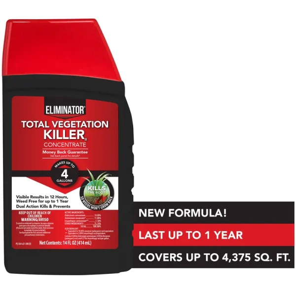 Eliminator Total Vegetation Killer II, Herbicide Concentrate, 14 oz.; Covers Up to 4,375 sq. ft. New for 2023