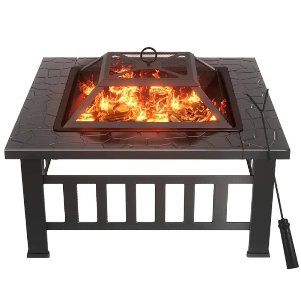 Vineego 32-in W Black Stainless Steel Wood-Burning Fire Pit | LS-FPA