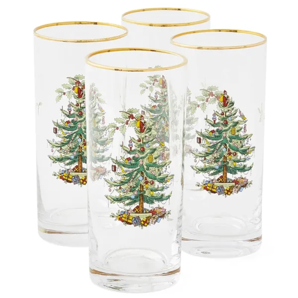 Spode Christmas Tree Highball Glasses, Set of 4