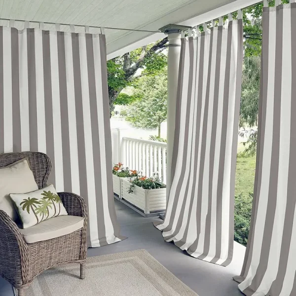 Shay Light Filtering Outdoor Tab Top Curtain Panel - 95", Single, Gray