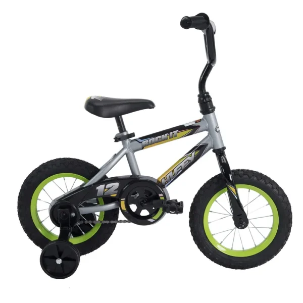 12 in. Rock It Boy Kids Bike. Grey Matte and Lime