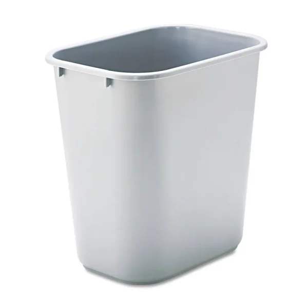 Rubbermaid Commercial Deskside Plastic Wastebasket, Rectangular, 7 gal, Gray